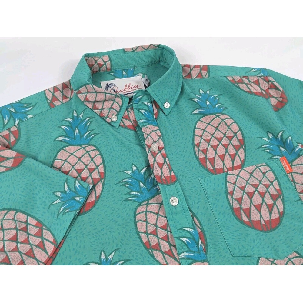 Chubbies Polo Shirt Golf 1/4 Button Mens Medium Pineapple Stretch Wicking - Picture 2 of 9